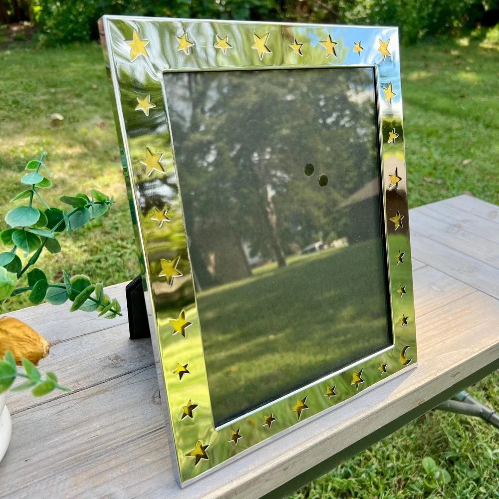 Celestial Star and Moon Silver and Glass Picture Frame | 8x10